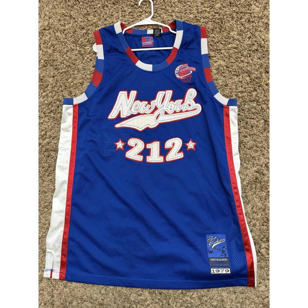 Vintage Raw Blue New York 212 Basketball Jersey Shot Blockers Mens Size 2XL